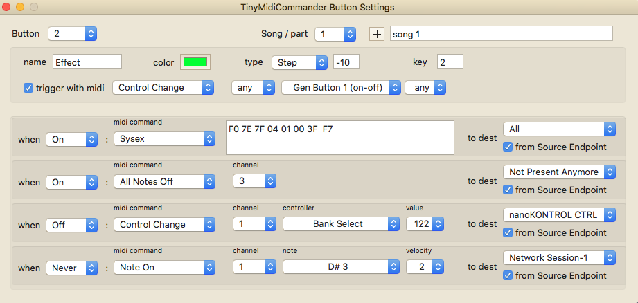 Tiny MIDI Commander - Settings